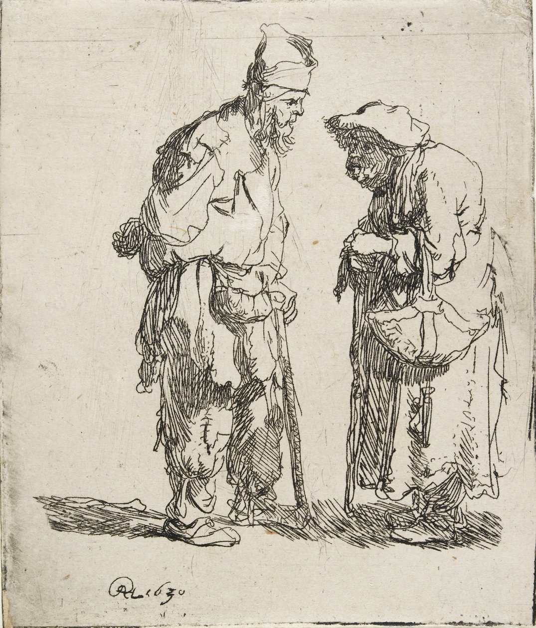 Beggar Man and Beggar Woman Conversing, 1630 by Rembrandt van Rijn