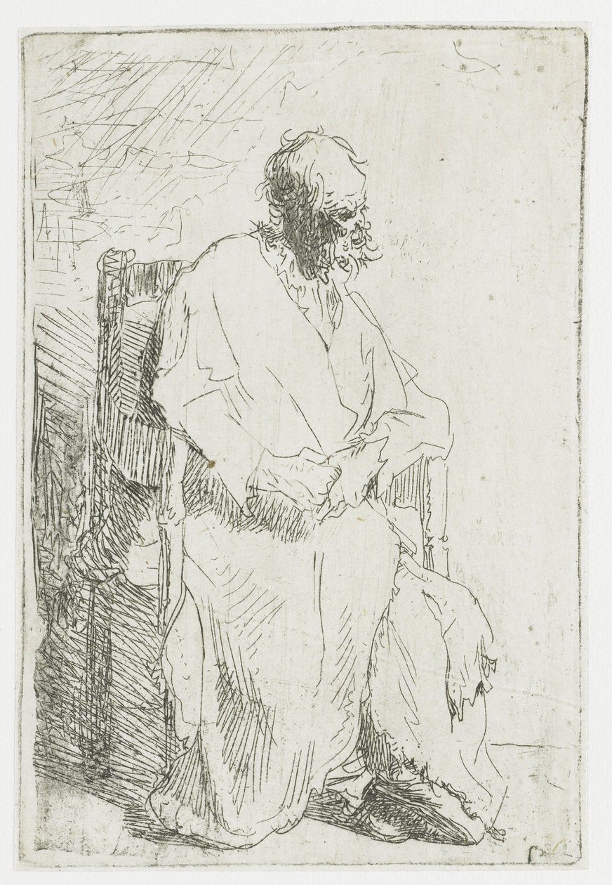 Beggar, Seated in an Armchair by Rembrandt van Rijn