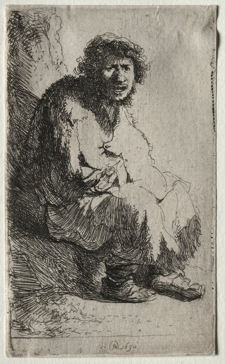 Beggar Seated on a Bank by Rembrandt van Rijn