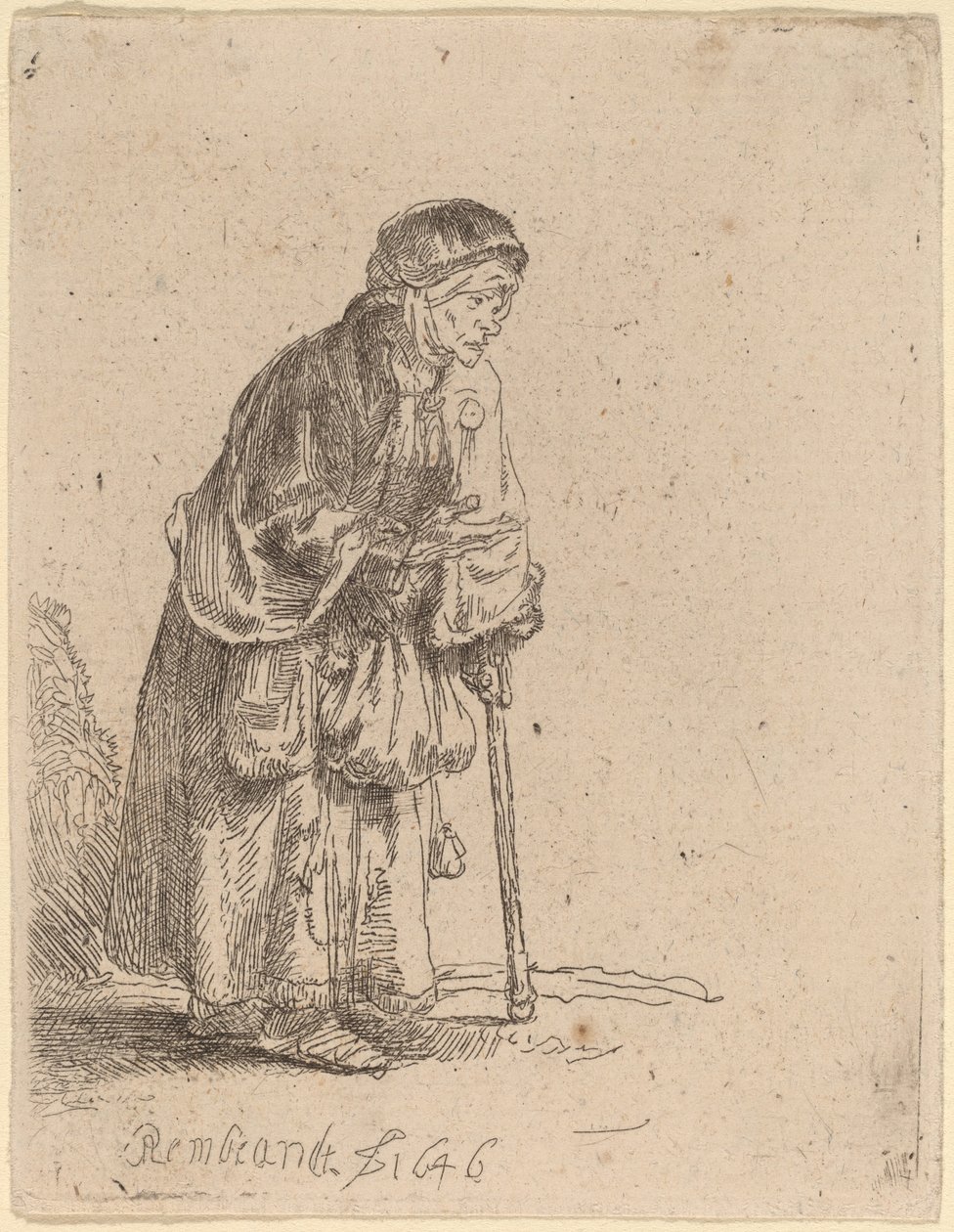 Beggar Woman Leaning on a Stick by Rembrandt van Rijn