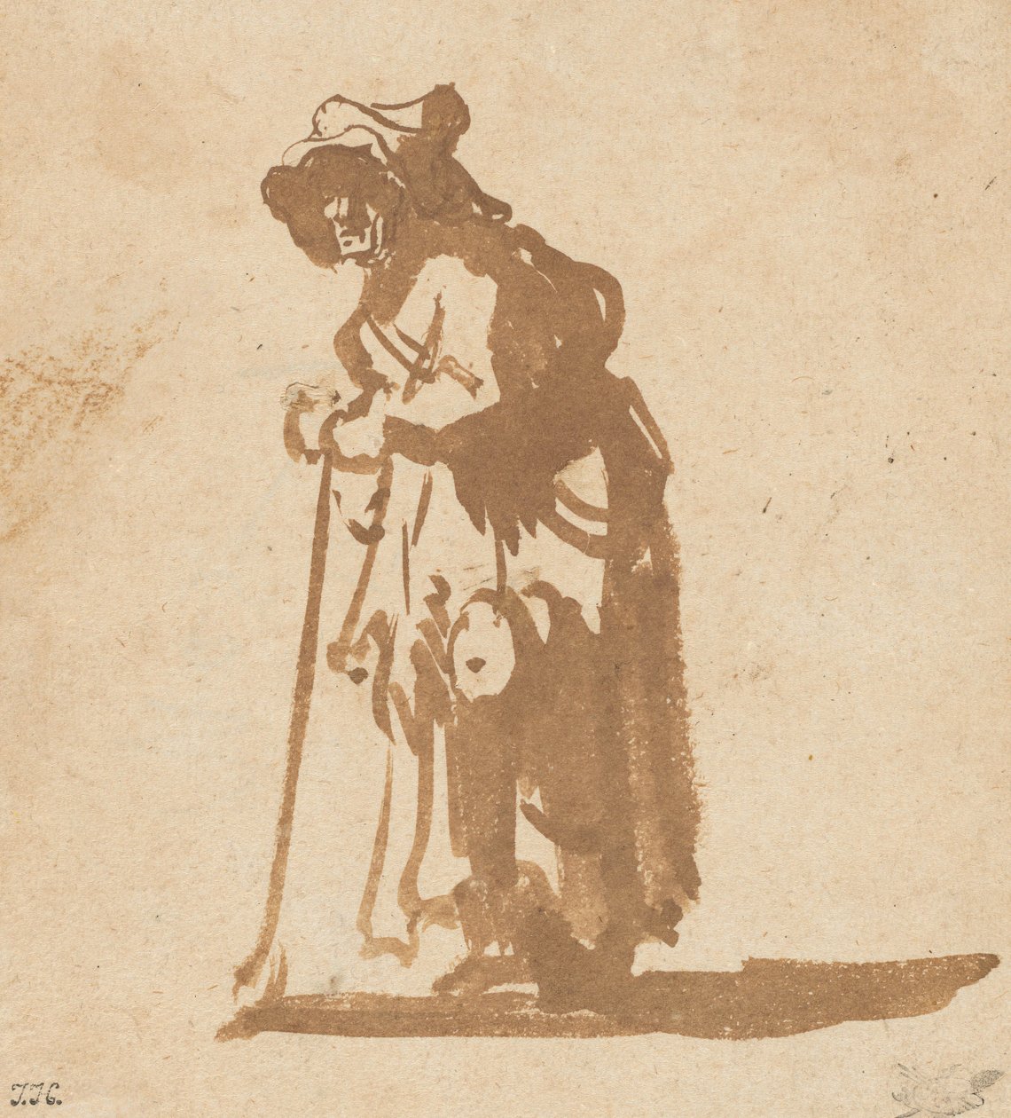 Beggar Woman Leaning on a Stick by Rembrandt van Rijn
