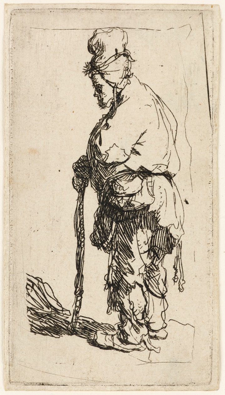 Beggar leaning on a stick by Rembrandt van Rijn