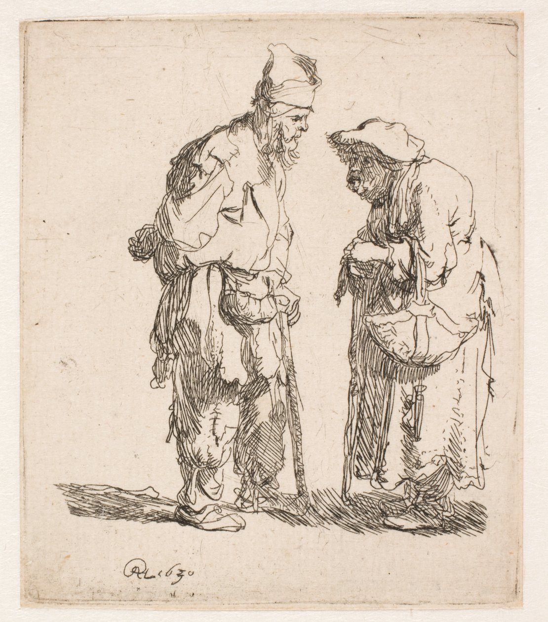Beggar Man and Beggar Woman Conversing by Rembrandt van Rijn