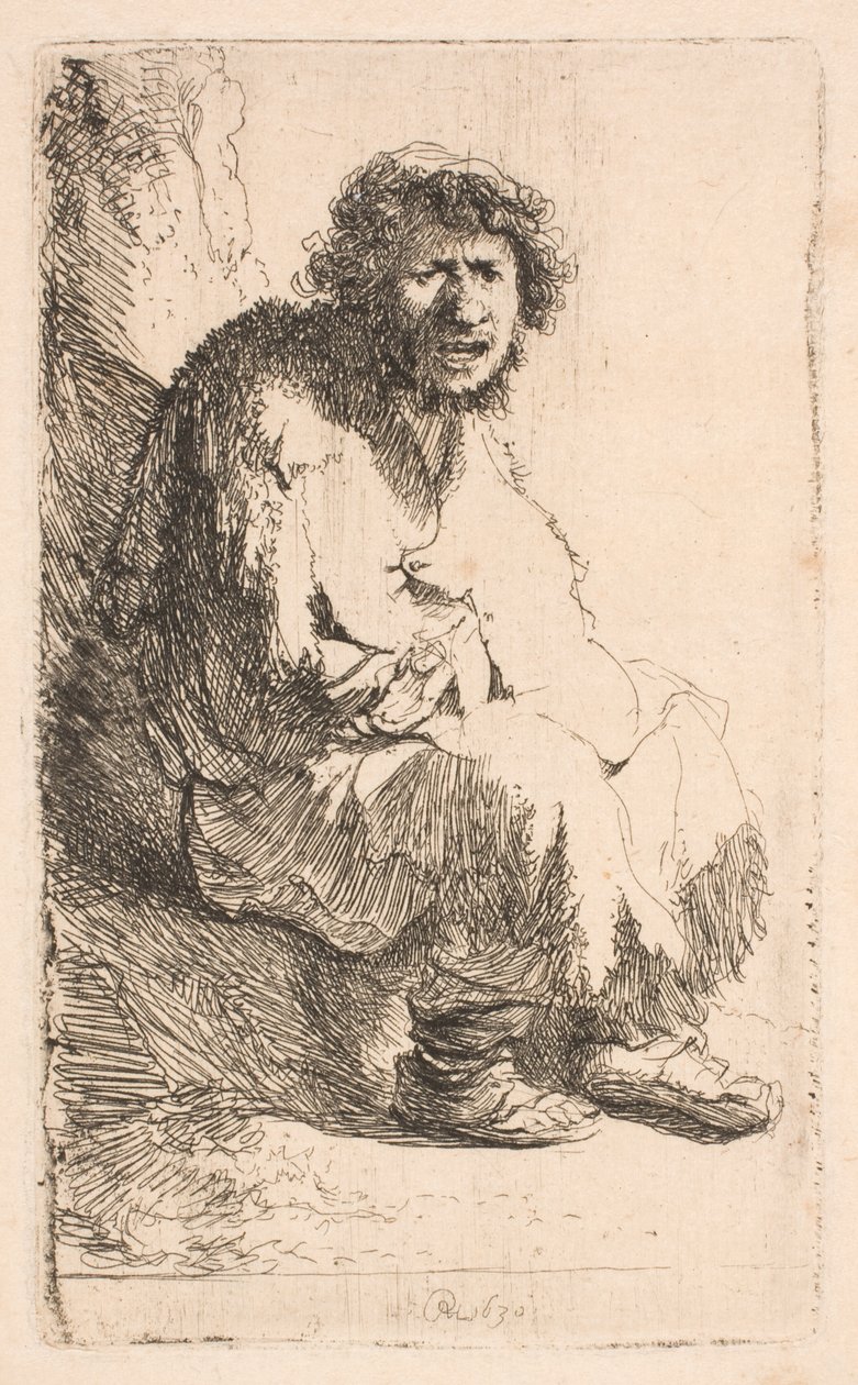 Beggar Seated on a Bank by Rembrandt van Rijn