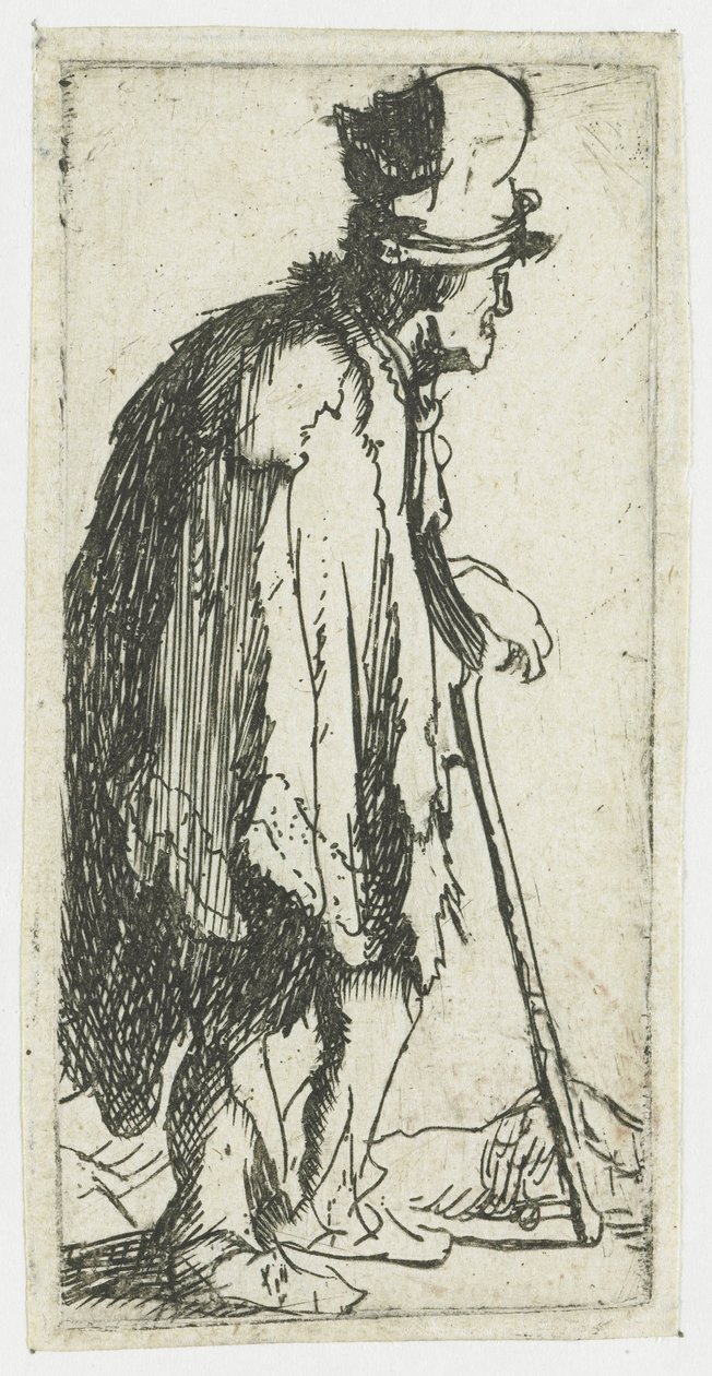 Beggar with a Clenched Hand, Leaning on a Stick by Rembrandt van Rijn