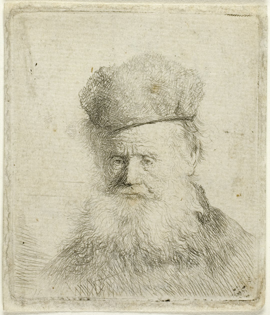 Bust of an Old Man with a Fur Cap and Flowing Beard, Nearly Full Face by Rembrandt van Rijn