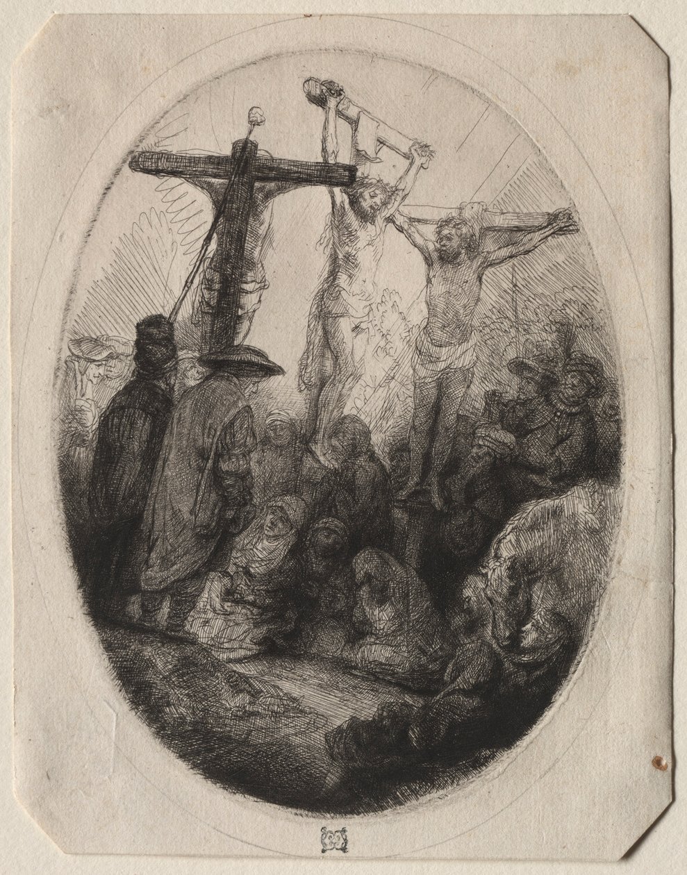 Christ Crucified Between Two Thieves: An Oval Plate, c1641 by Rembrandt van Rijn