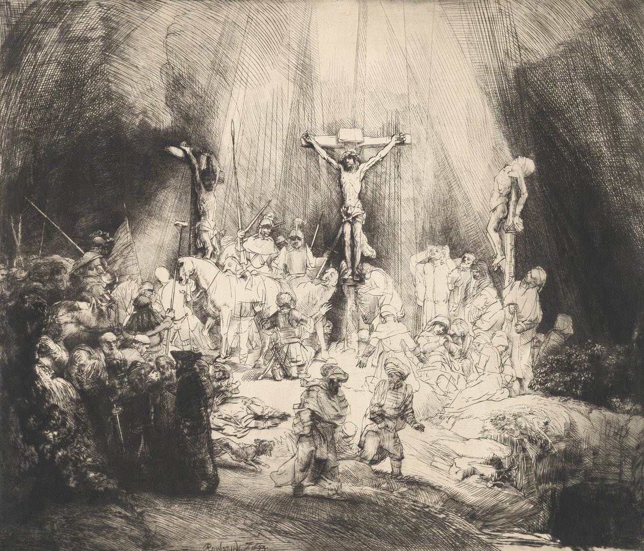 Christ Crucified between the Two Thieves The Three Crosses by Rembrandt van Rijn