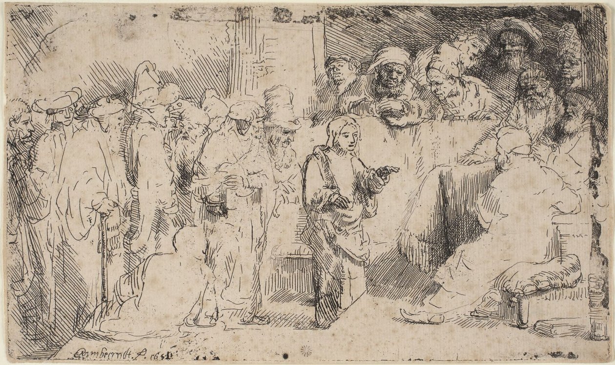 Christ Disputing with the Doctors: A Sketch by Rembrandt van Rijn