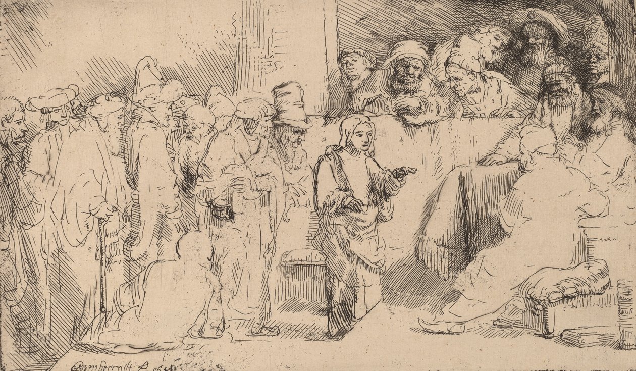 Christ Disputing with the Doctors: a Sketch by Rembrandt van Rijn