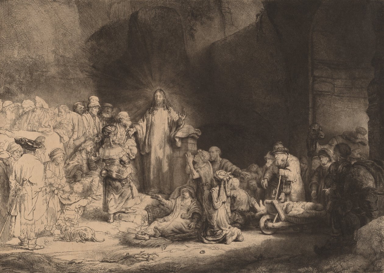 Christ Preaching The Hundred Guilder Print by Rembrandt van Rijn