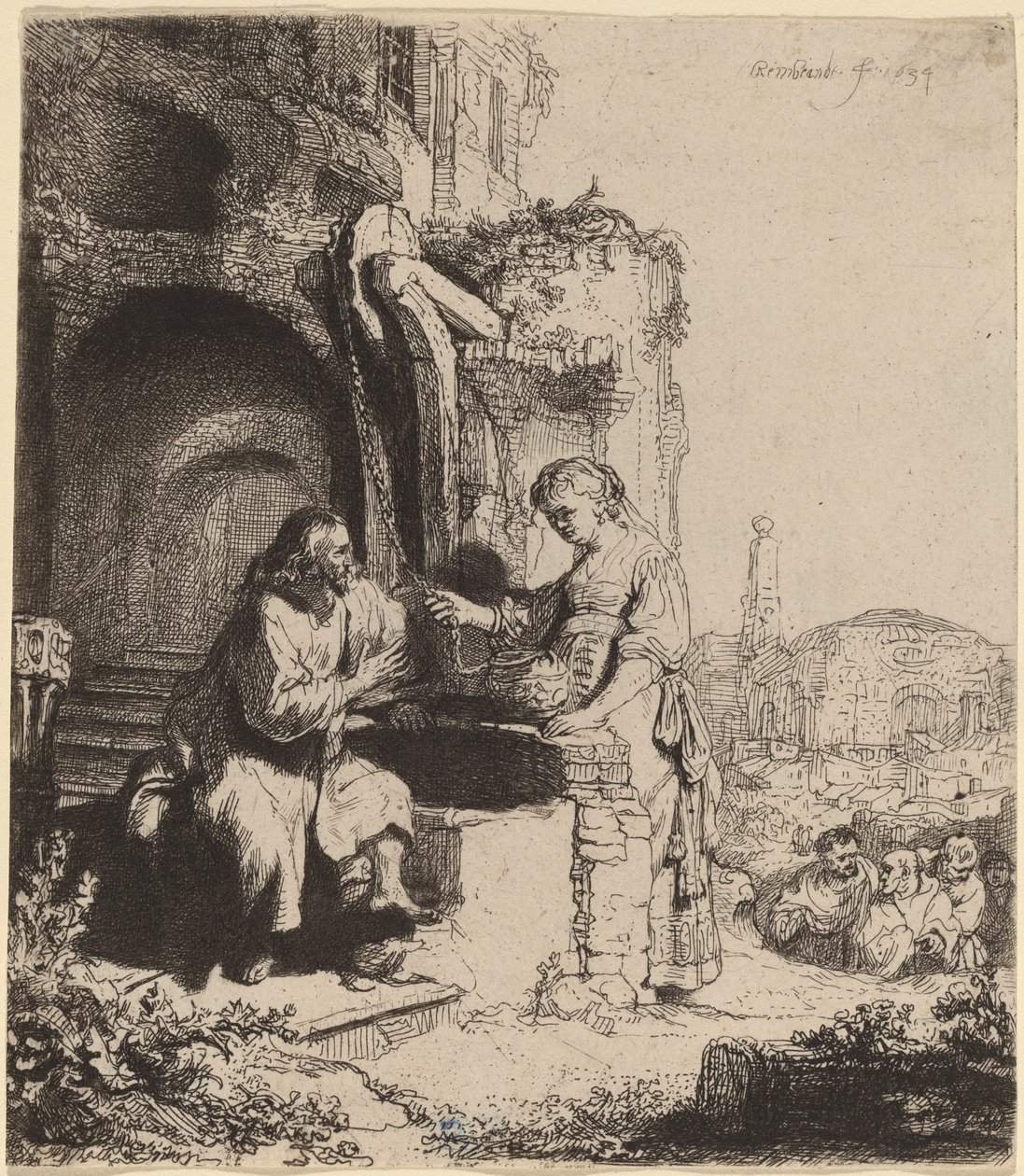 Christ and the Woman of Samaria Among Ruins by Rembrandt van Rijn