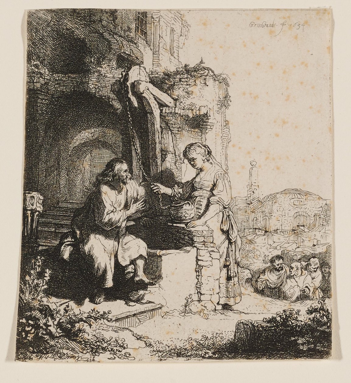Christ and the Woman of Samaria: Among Ruins by Rembrandt van Rijn