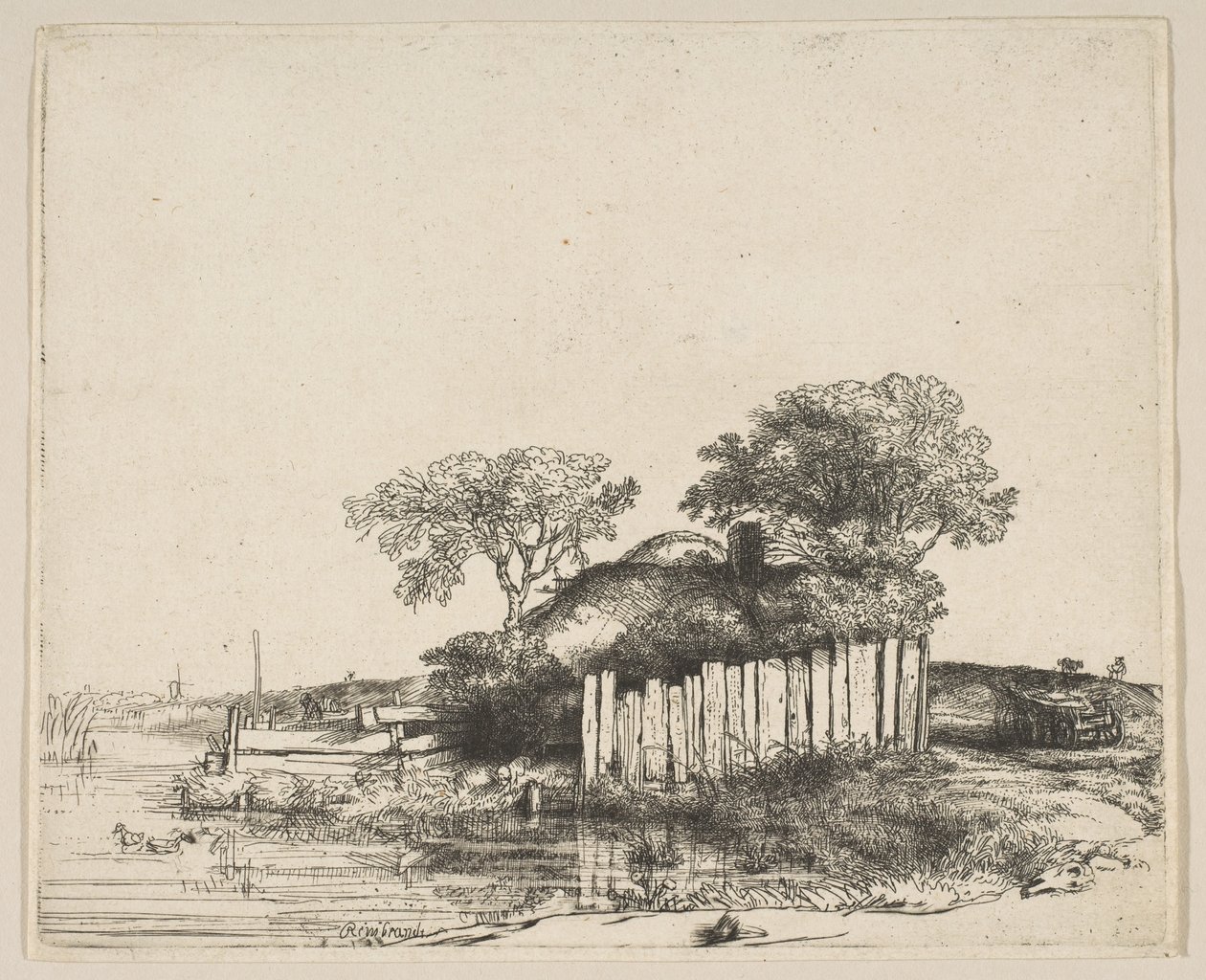 Cottage with a White Paling by Rembrandt van Rijn