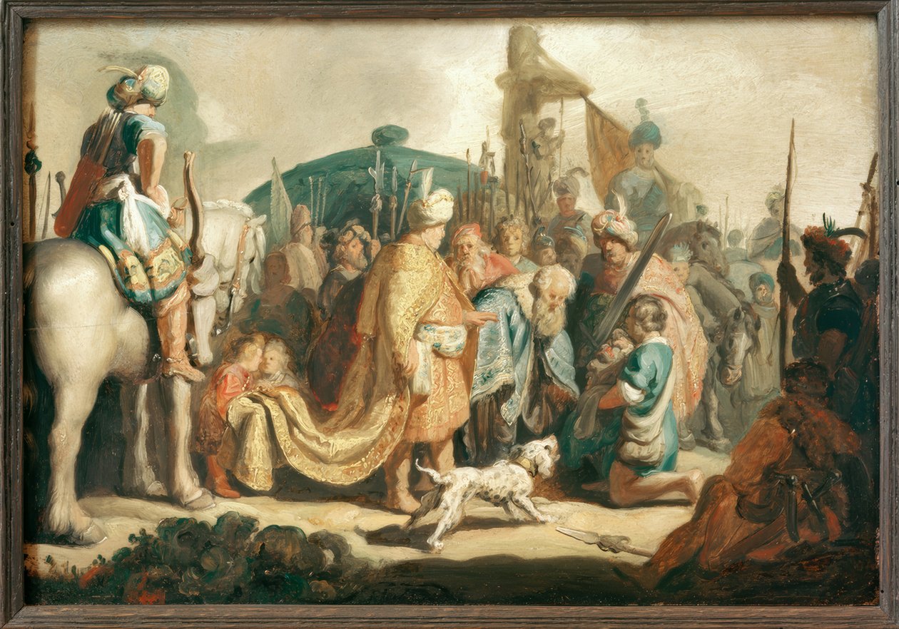 David Kneeling with the Head of Goliath before Saul by Rembrandt van Rijn