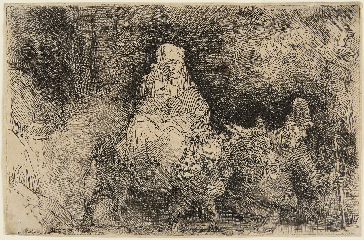 Flight into Egypt: The Holy Family Crossing a Brook by Rembrandt van Rijn