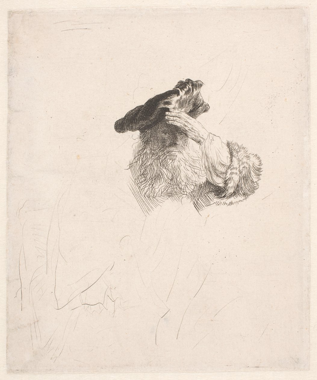 Old man shading his eyes with his hand by Rembrandt van Rijn