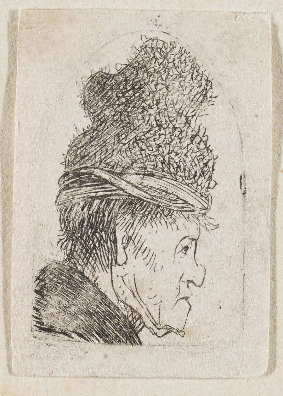 Grotesque Profile: Man in a High Cap by Rembrandt van Rijn