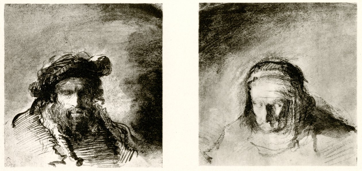 Head Studies by Rembrandt van Rijn
