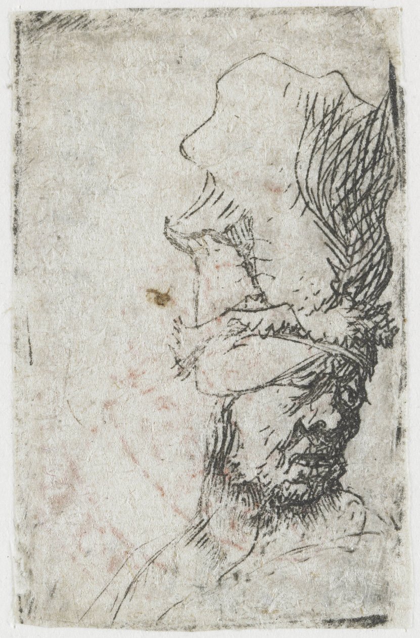 Head of a Man in a High Cap by Rembrandt van Rijn