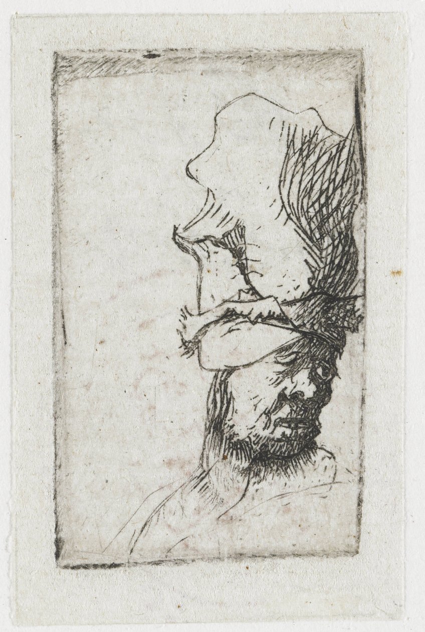 Head of a Man in a High Cap by Rembrandt van Rijn