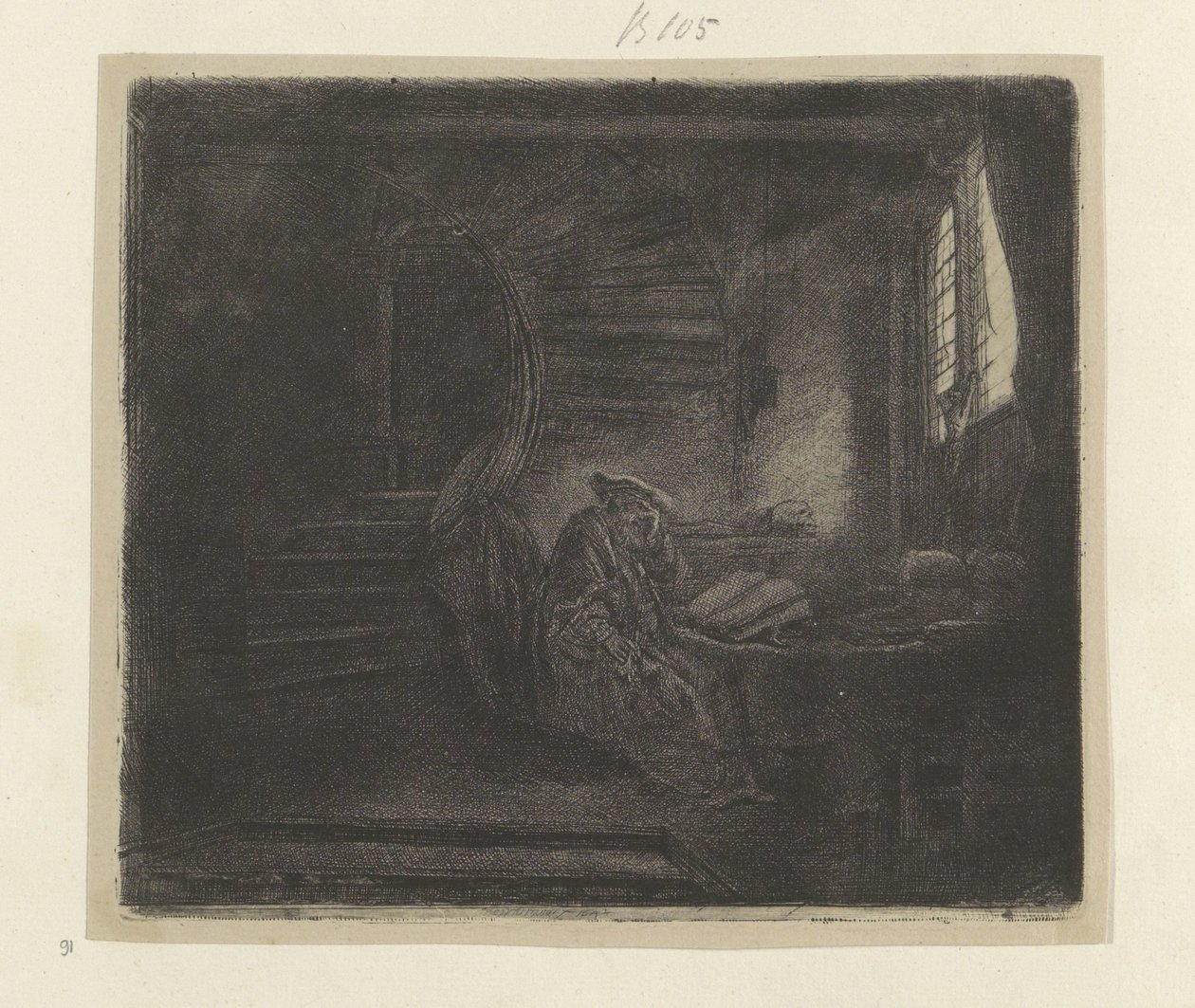Hieronymus in a Dark Study Room by Rembrandt van Rijn