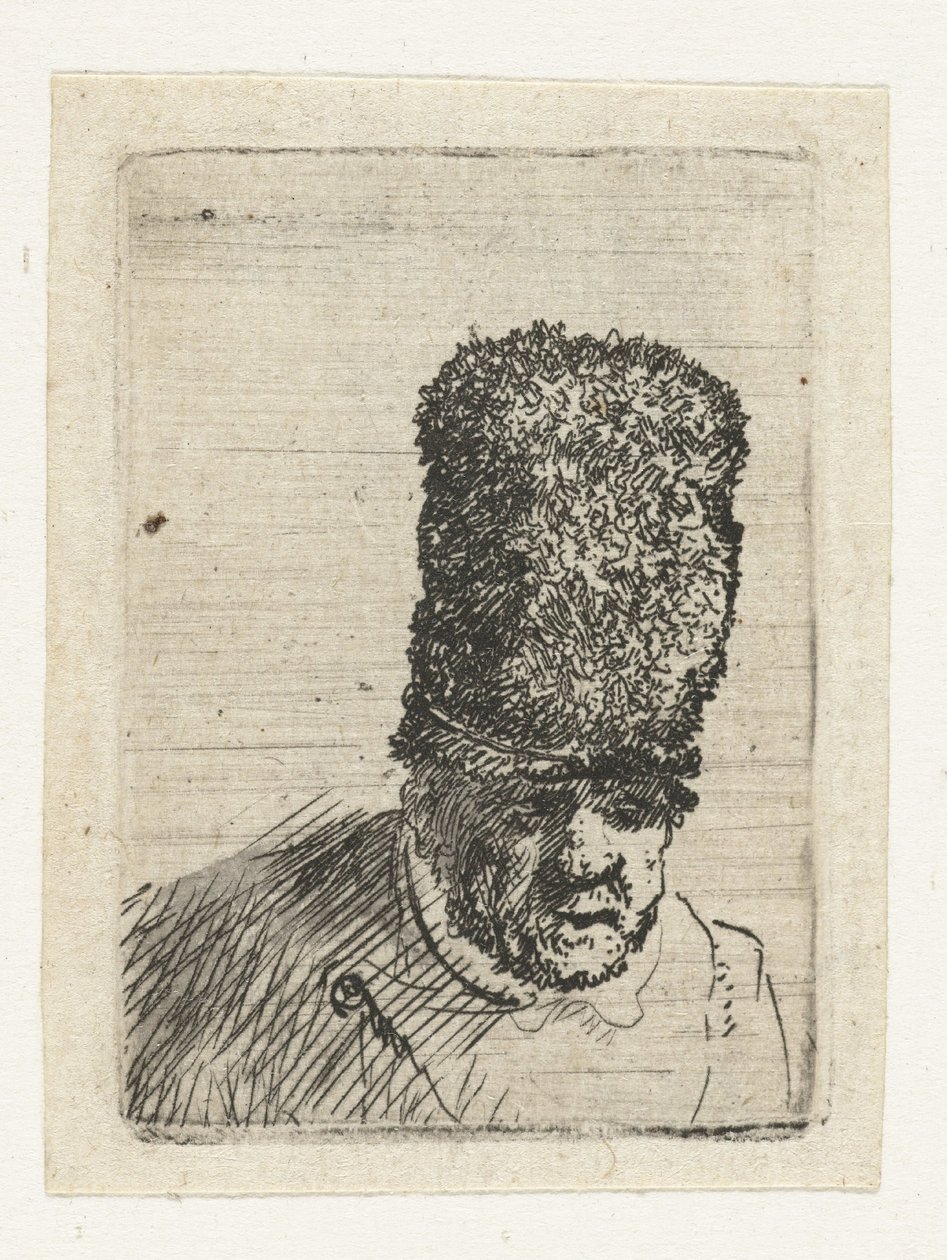 Head of an Old Man with High Fur Cap by Rembrandt van Rijn