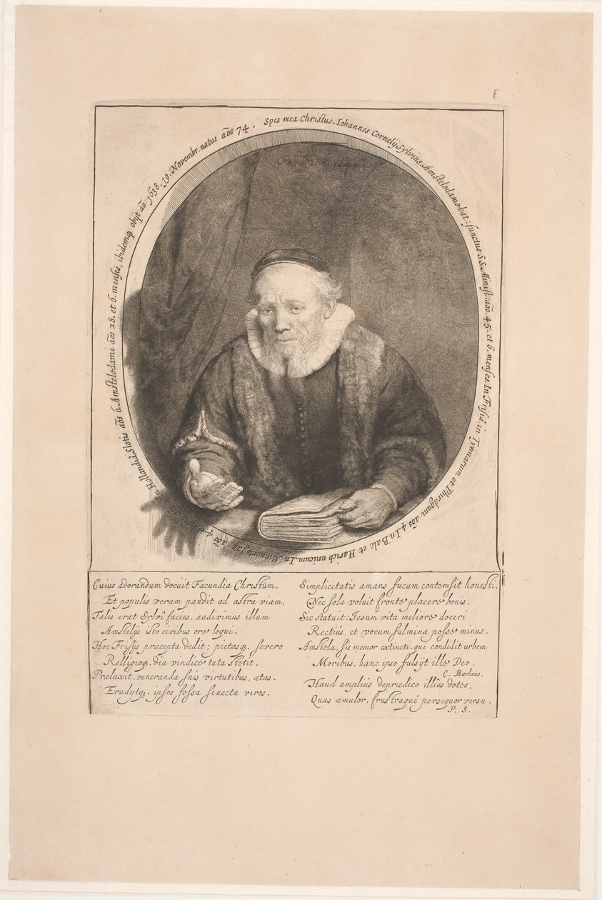 Jan Cornelis Sylvius, Preacher: Posthumous Portrait by Rembrandt van Rijn