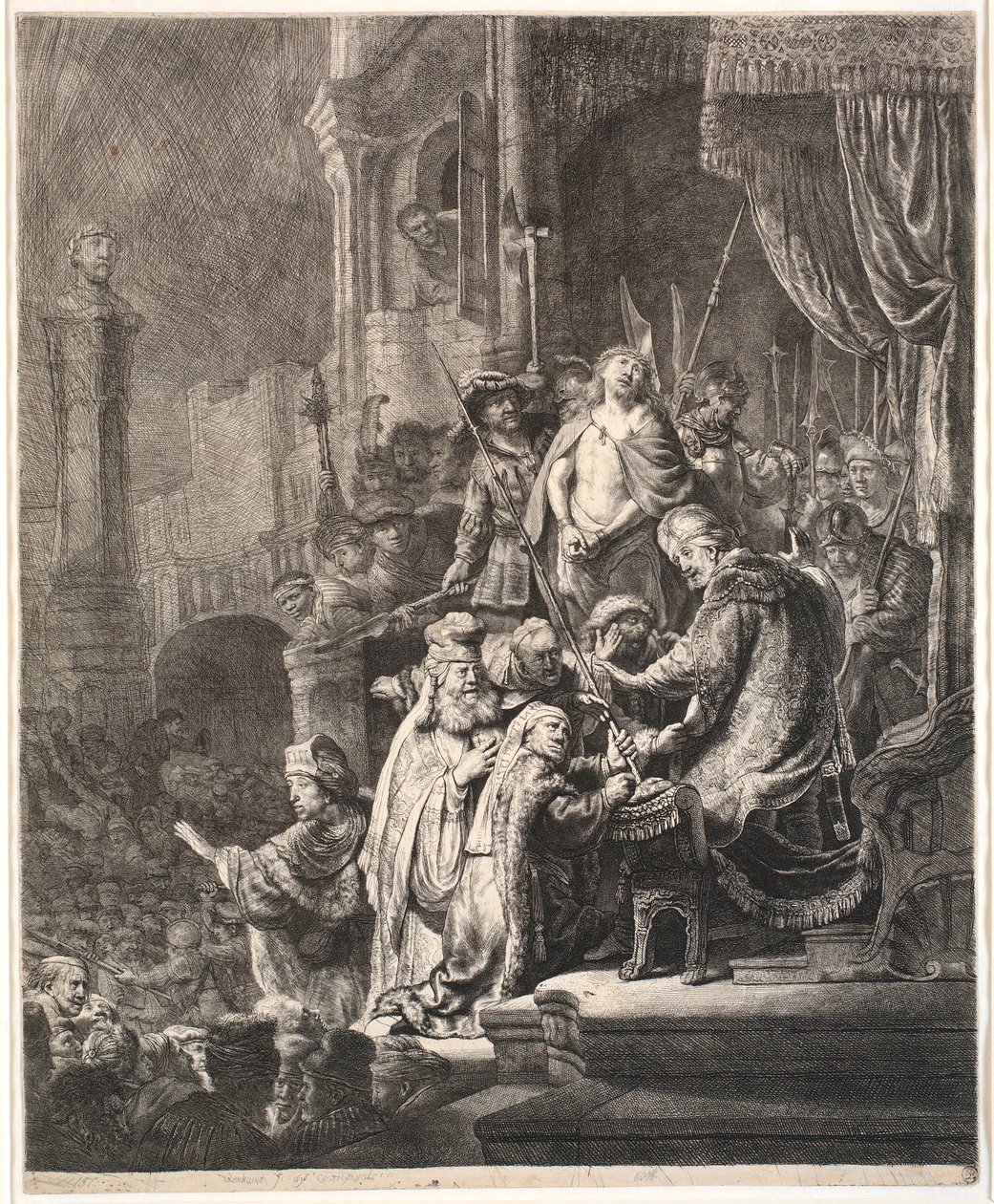 Jesus Before Pilate: Large Plate by Rembrandt van Rijn