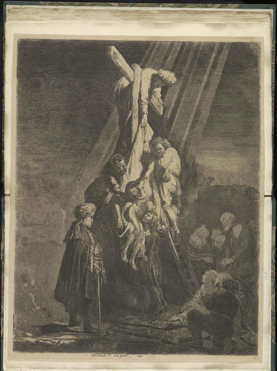 Descent from the Cross: Second Plate (series title: Recueil de quatre-vingt-cinq estampes originales) by Rembrandt van Rijn