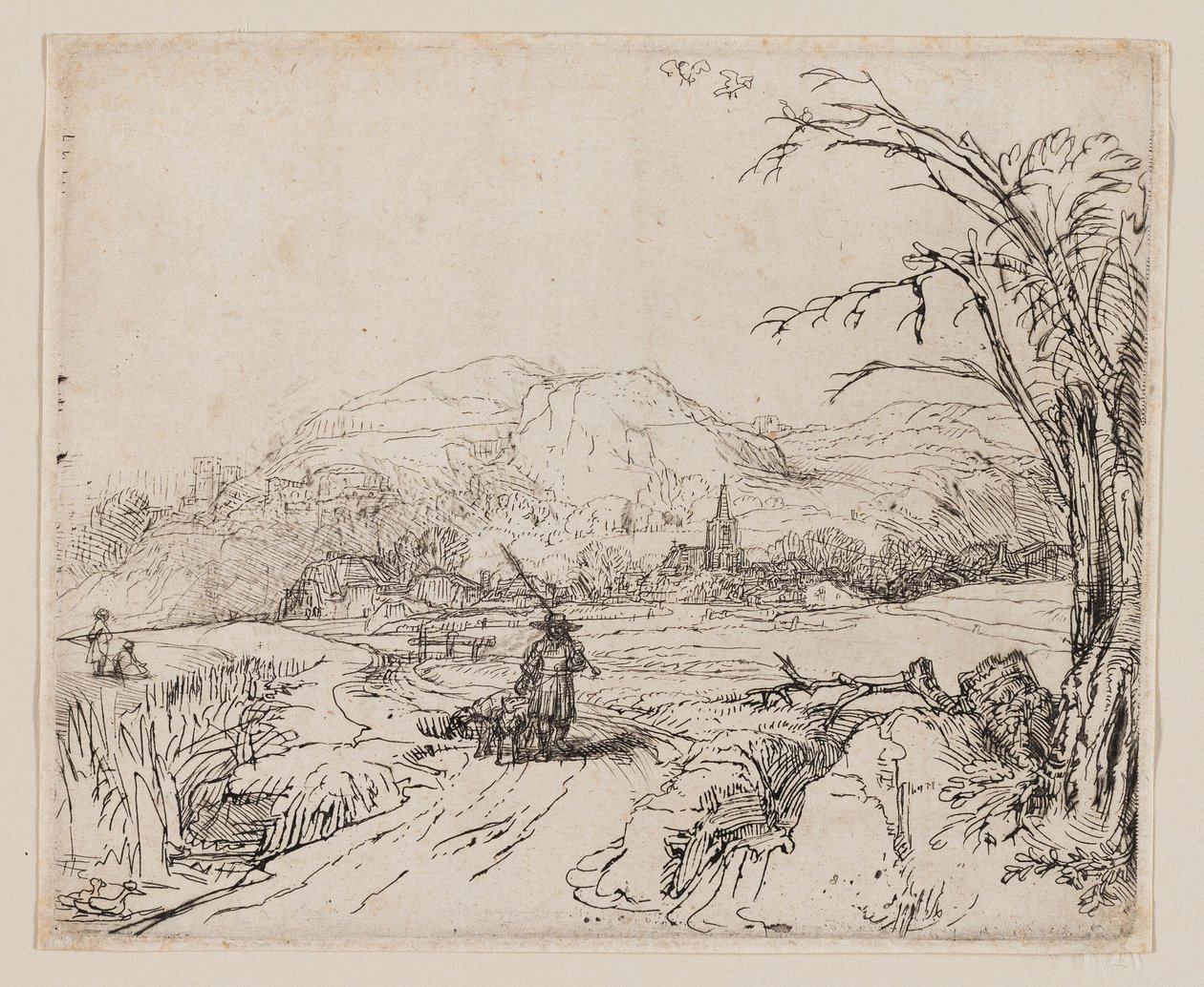 Landscape with Sportsman and Dogs by Rembrandt van Rijn