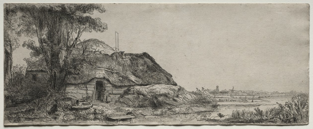 Landscape with a Cottage and a Large Tree by Rembrandt van Rijn