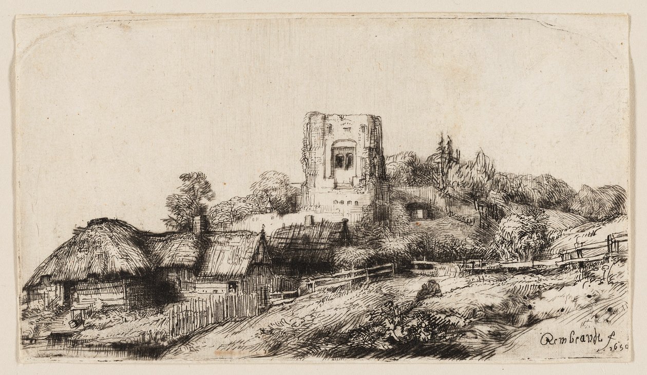 Landscape with a Square Tower by Rembrandt van Rijn