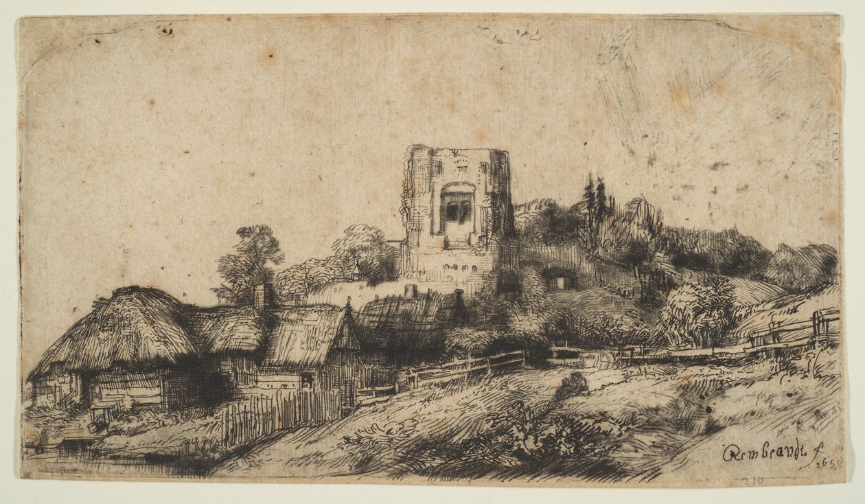 Landscape with a Square Tower, 1650 by Rembrandt van Rijn