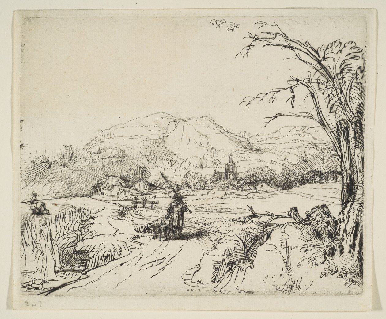 Landscape with a Shepherd and a Dog by Rembrandt van Rijn