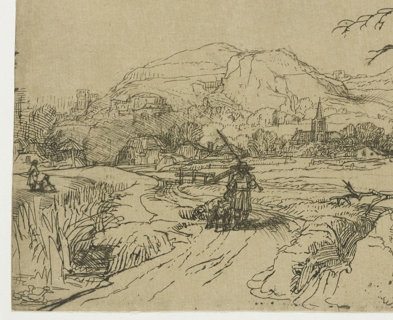 Landscape with Sportsman and Dogs by Rembrandt van Rijn