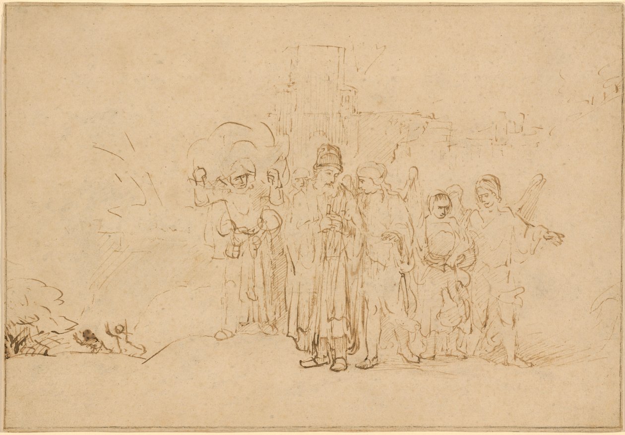 Lot and His Family Leaving Sodom by Rembrandt van Rijn