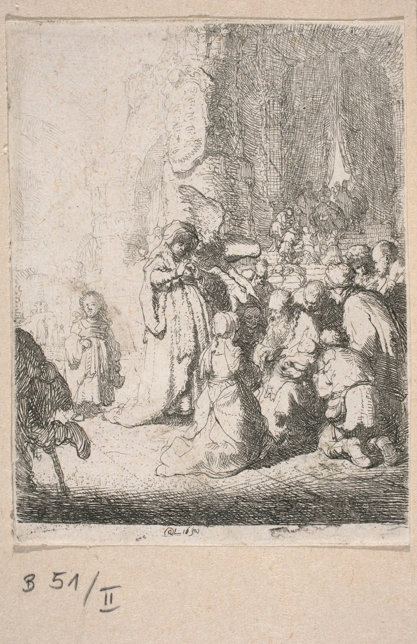 Presentation in the Temple with Angel (small plate) by Rembrandt van Rijn