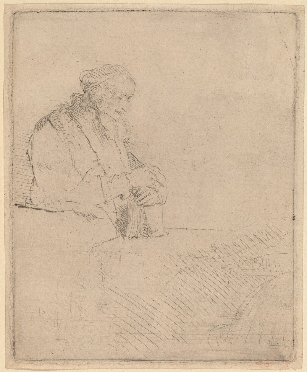 Old Man in Meditation, Leaning on a Book by Rembrandt van Rijn