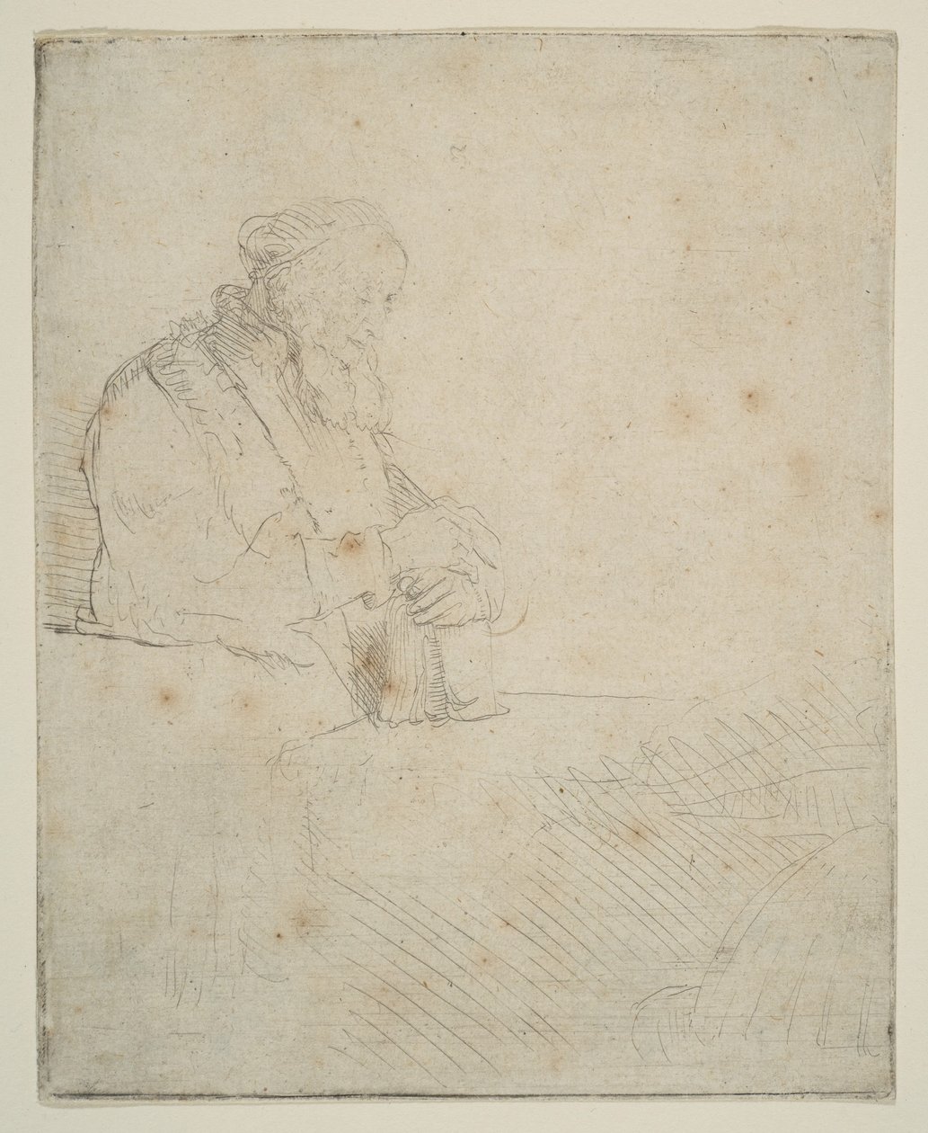 Old Man in Meditation, Leaning on a Book by Rembrandt van Rijn