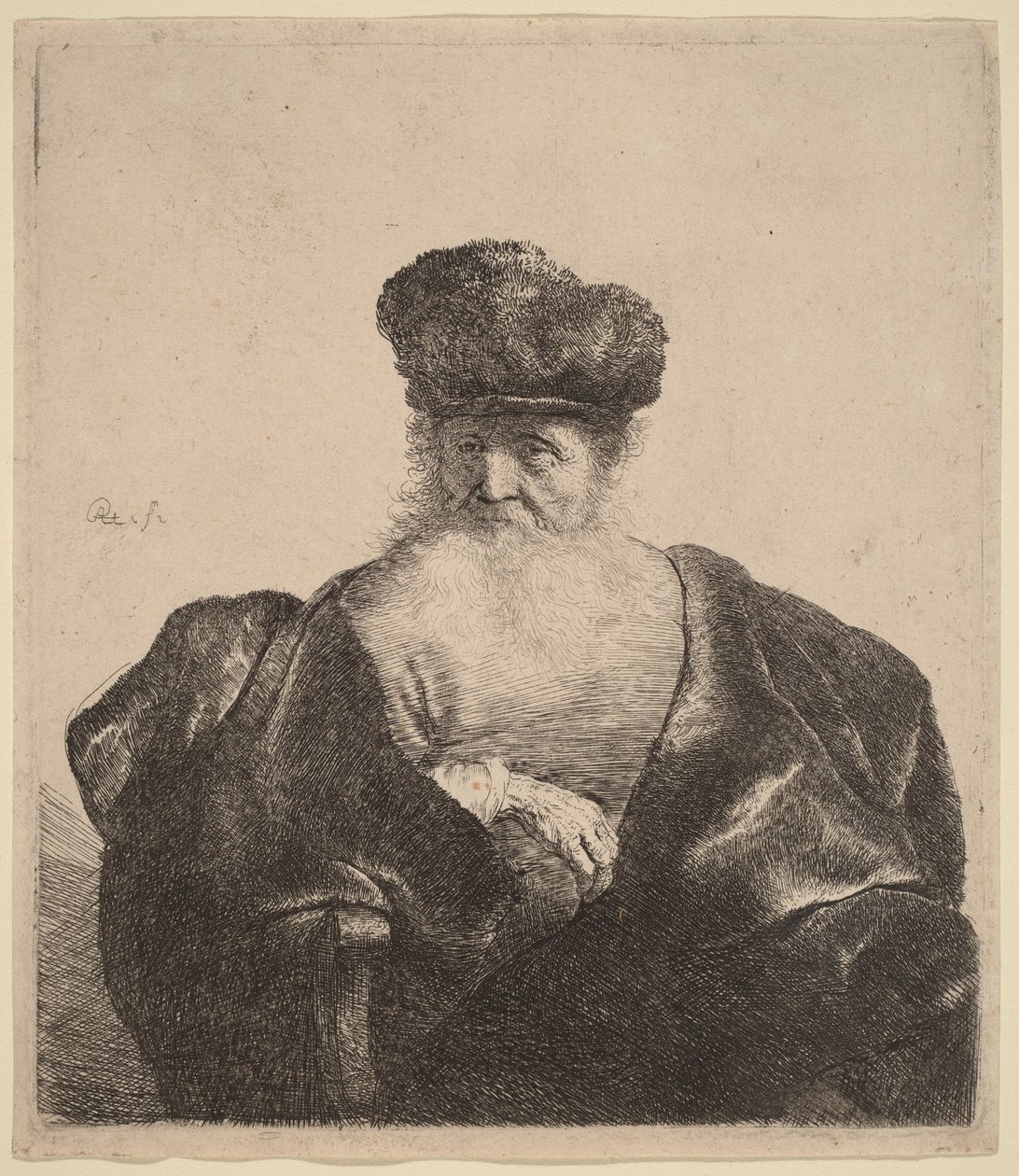 Old Man with Beard, Fur Cap, and Velvet Cloak by Rembrandt van Rijn