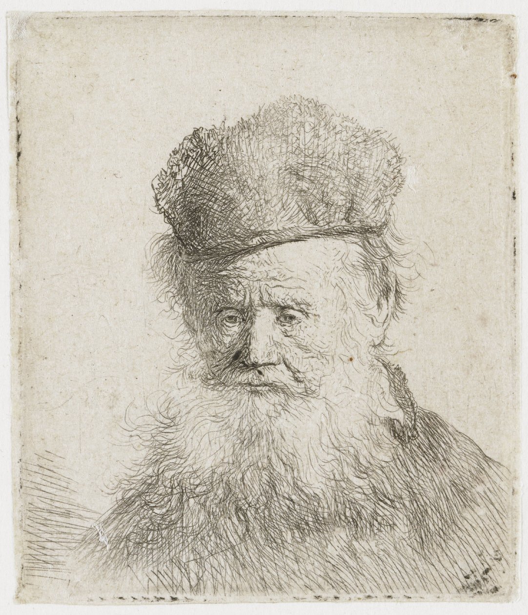 Old Man with Fur Hat and Long Beard by Rembrandt van Rijn