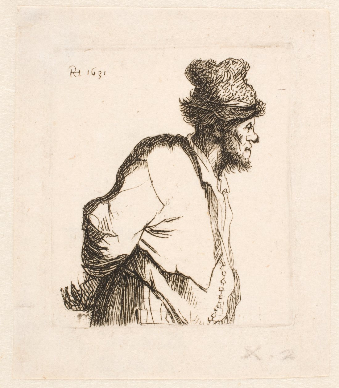 Peasant with His Hands Behind His Back by Rembrandt van Rijn