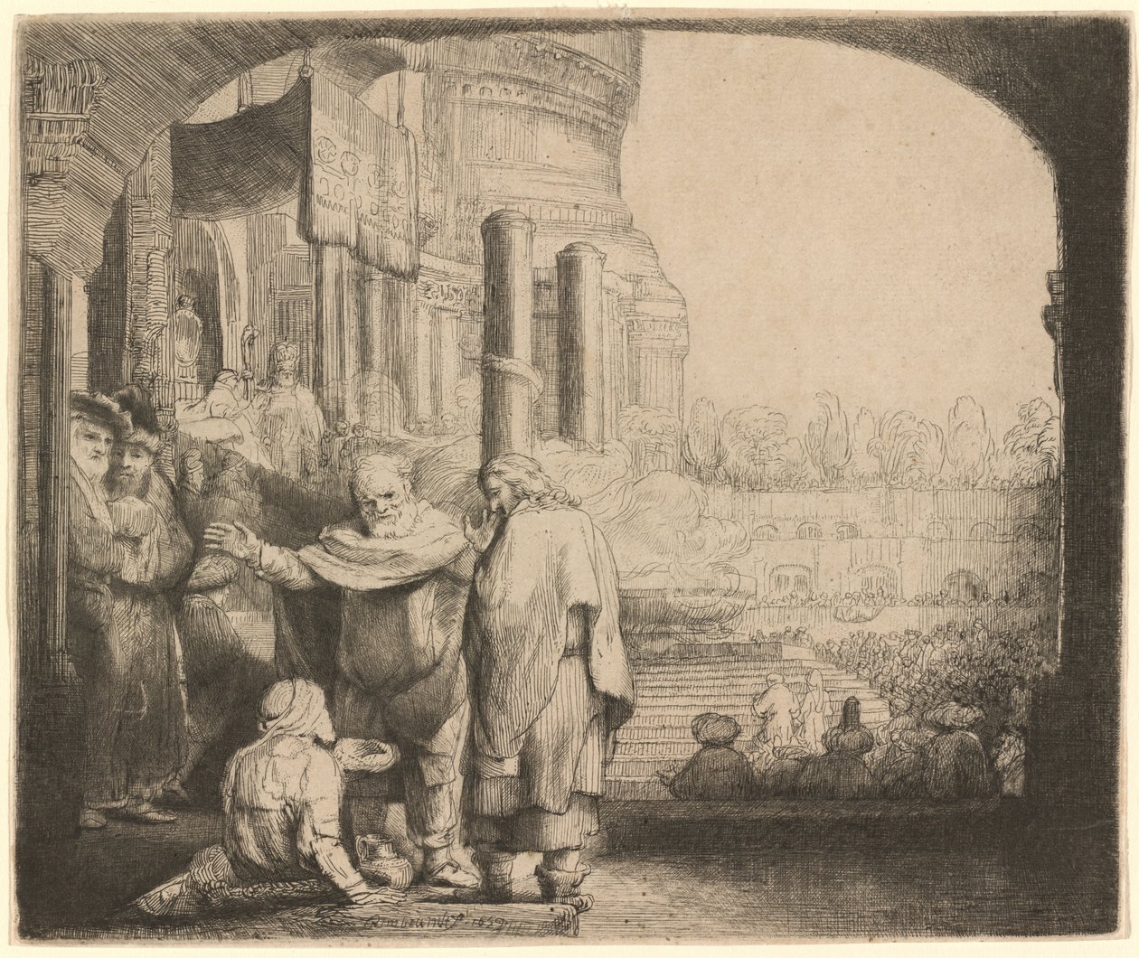 Peter and John Healing the Cripple at the Gate of the Temple by Rembrandt van Rijn