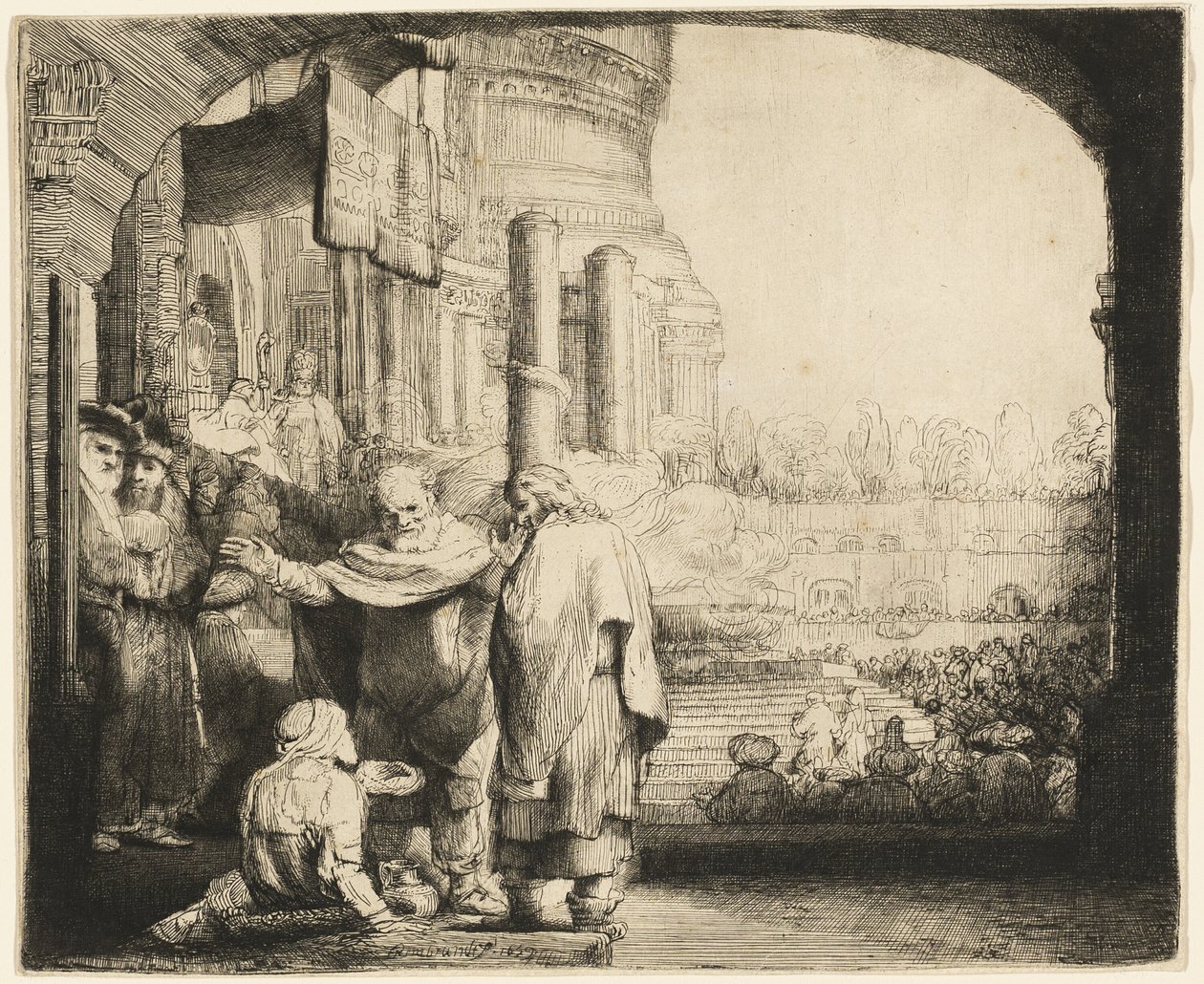 Peter and John Healing the Cripple at the Gate of the Temple by Rembrandt van Rijn