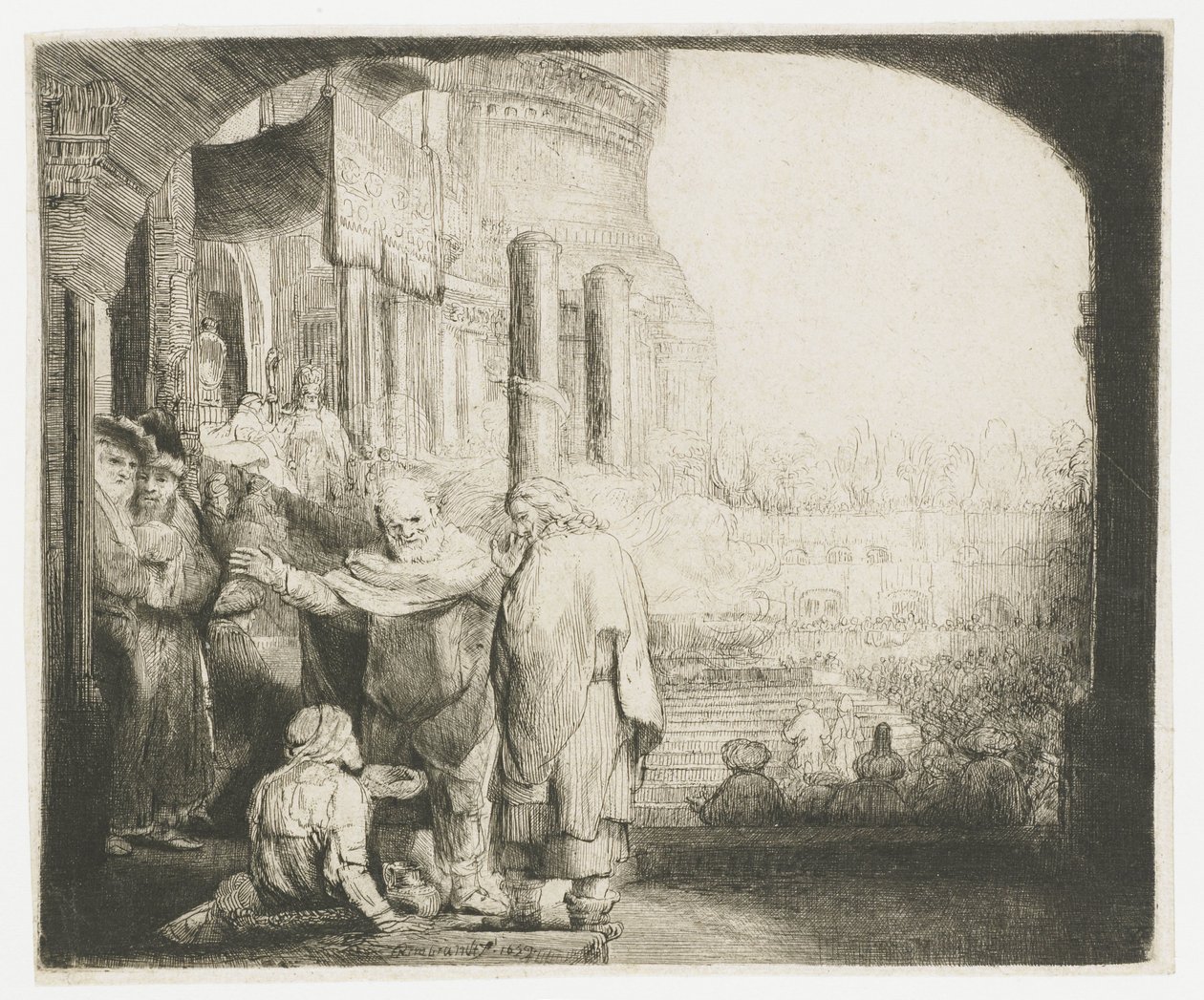 Peter and John Healing the Cripple at the Gate of the Temple by Rembrandt van Rijn