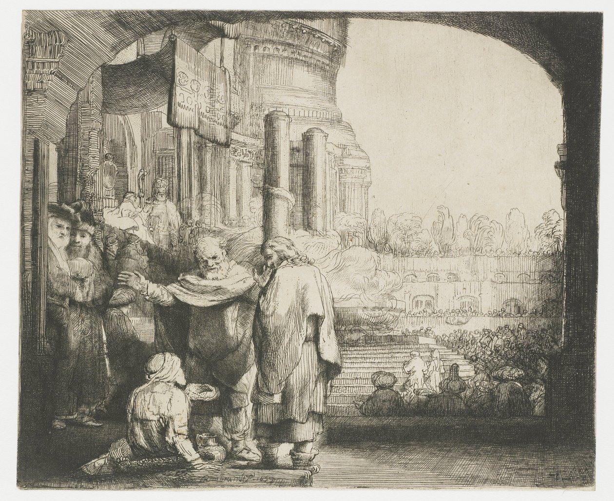 Peter and John Healing the Cripple at the Gate of the Temple by Rembrandt van Rijn