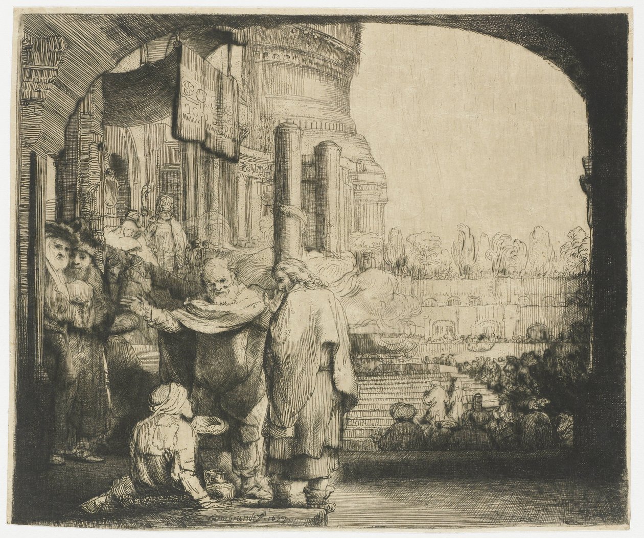 Peter and John Healing the Cripple at the Gate of the Temple by Rembrandt van Rijn