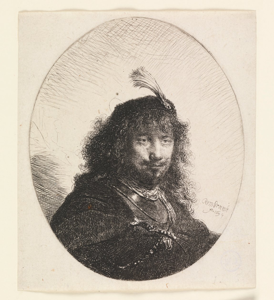 Rembrandt with Plumed Hat and Lowered Sabre by Rembrandt van Rijn