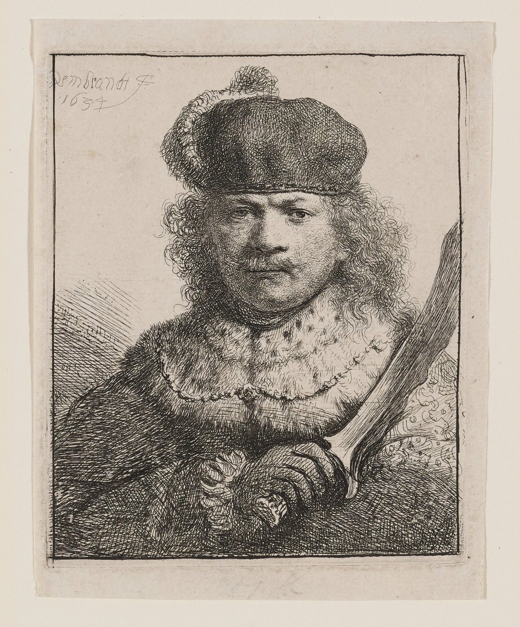 Rembrandt with Raised Sabre by Rembrandt van Rijn
